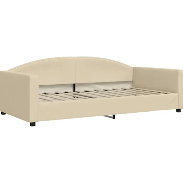 vidaXL Soffor>Dagbädd utdragbar med lådor gräddvit 100x200 cm tyg Kräm