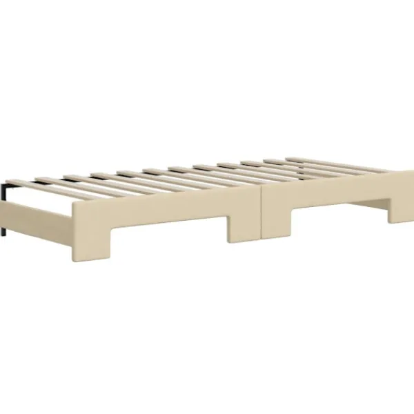 vidaXL Soffor>Dagbädd utdragbar med lådor gräddvit 100x200 cm tyg Kräm