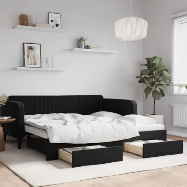 vidaXL Soffor>Dagbädd utdragbar med lådor 90x190 cm sammet