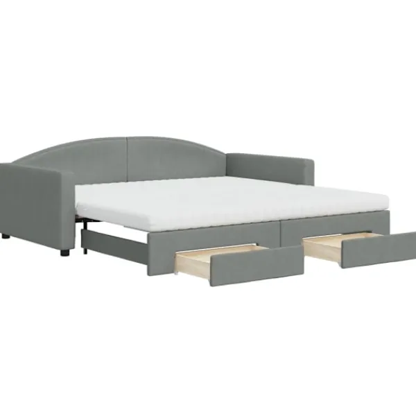 vidaXL Soffor>Dagbädd utdragbar med lådor mörk 100x200 cm tyg