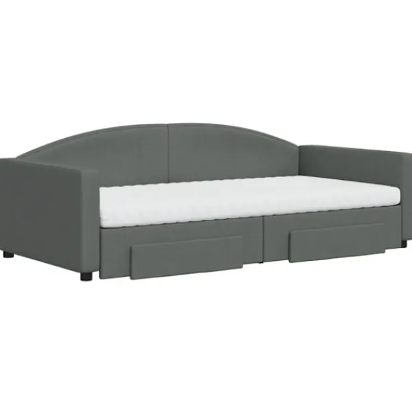 vidaXL Soffor>Dagbädd utdragbar med lådor mörk 100x200 cm tyg