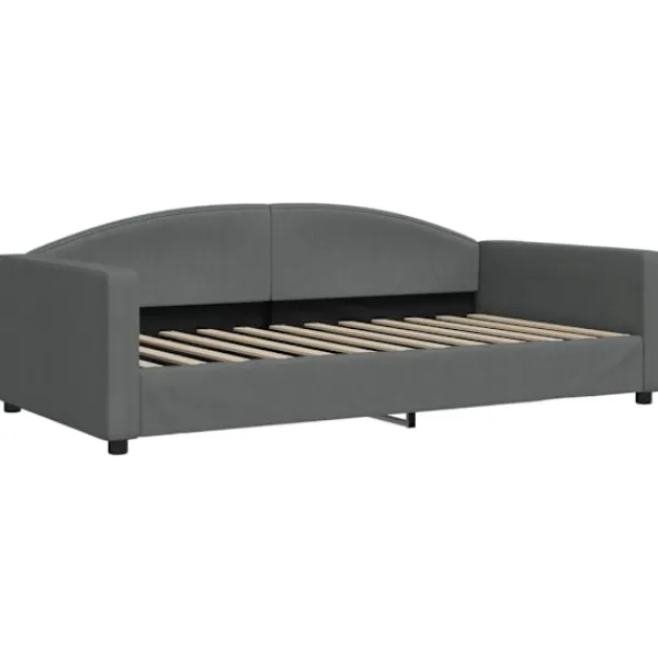 vidaXL Soffor>Dagbädd utdragbar med lådor mörk 100x200 cm tyg