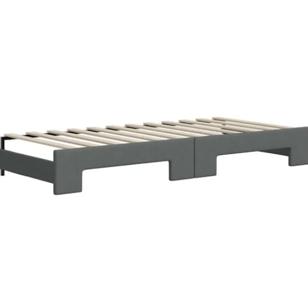 vidaXL Soffor>Dagbädd utdragbar med lådor mörk 100x200 cm tyg