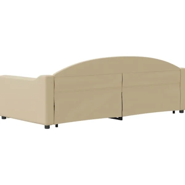 vidaXL Soffor>Dagbädd utdragbar med lådor gräddvit 90x200 cm tyg Kräm