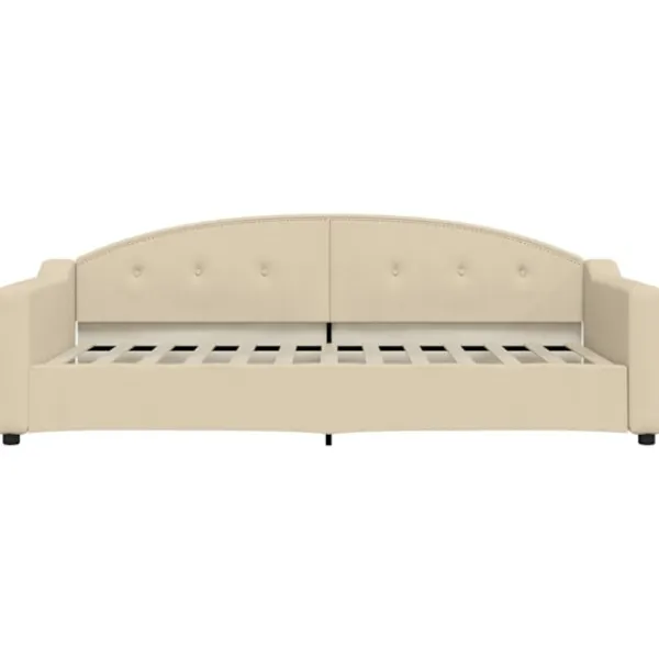 vidaXL Soffor>Dagbädd utdragbar med lådor gräddvit 90x200 cm tyg Kräm
