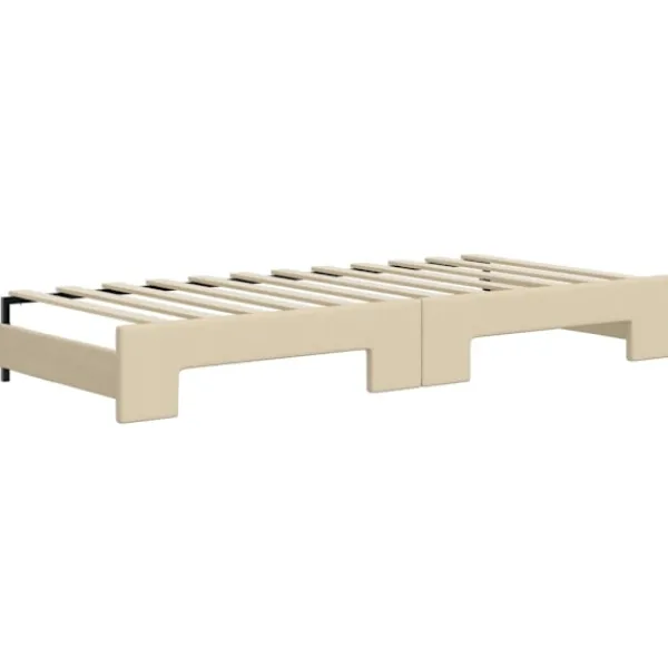 vidaXL Soffor>Dagbädd utdragbar med lådor gräddvit 90x200 cm tyg Kräm