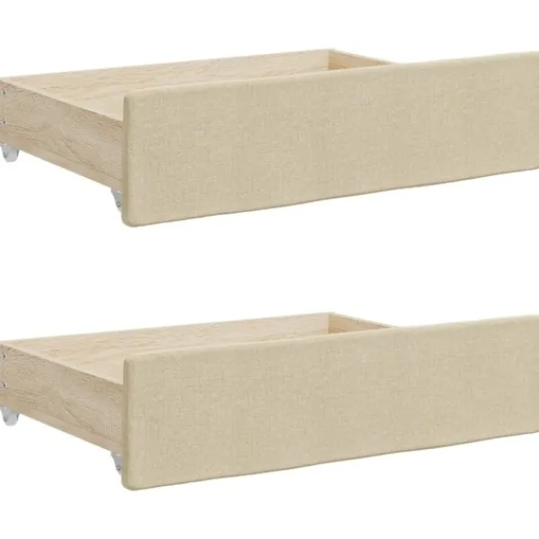 vidaXL Soffor>Dagbädd utdragbar med lådor gräddvit 90x200 cm tyg Kräm