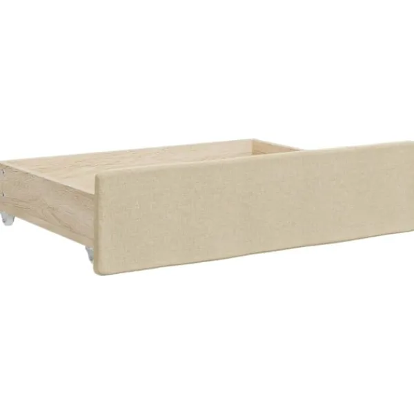 vidaXL Soffor>Dagbädd utdragbar med lådor gräddvit 90x200 cm tyg Kräm