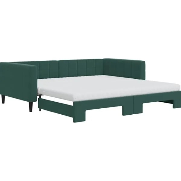 vidaXL Soffor>Dagbädd utdragbar och madrasser mörk 100x200 cm sammet
