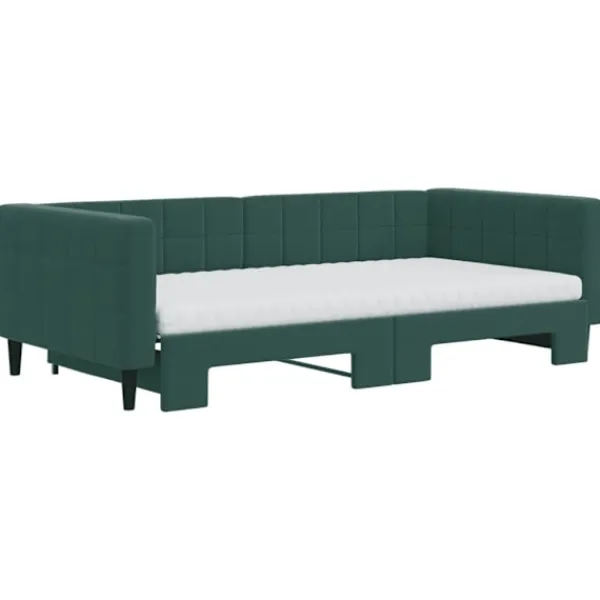 vidaXL Soffor>Dagbädd utdragbar och madrasser mörk 100x200 cm sammet