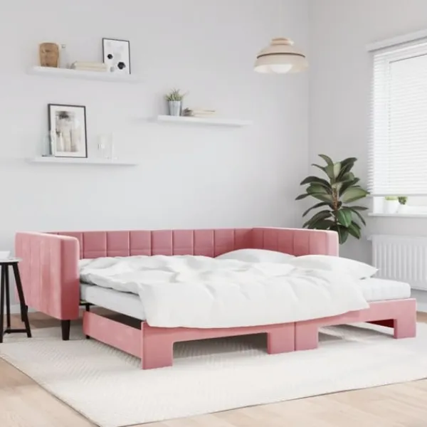 vidaXL Soffor>Dagbädd utdragbar och madrasser 100x200 cm sammet