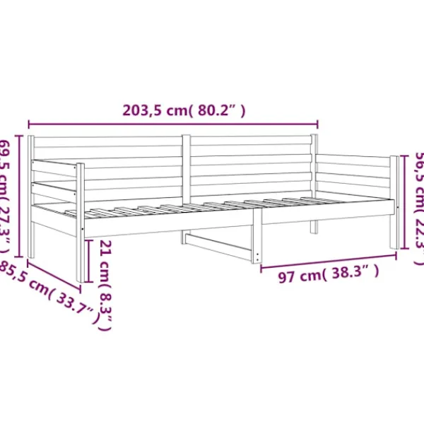 vidaXL Soffor>Dagbädd 80x200 cm massiv furu