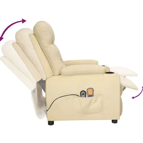 vidaXL Fåtöljer>Elektrisk massagefåtölj gräddvit tyg