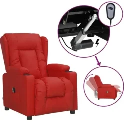 vidaXL Fåtöljer>Elektrisk reclinerfåtölj vin konstläder