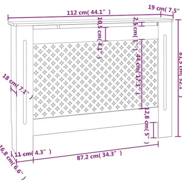 vidaXL Hyllor>Elementskydd 112x19x81,5 cm MDF