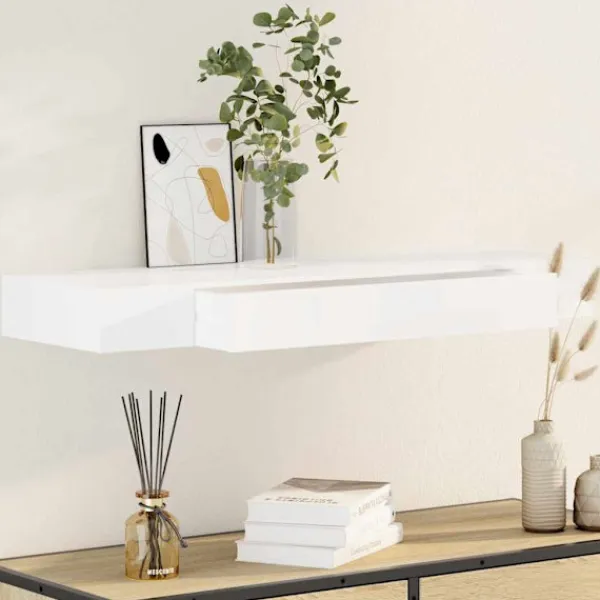 vidaXL Hyllor>Flytande vägghylla med låda MDF 80x25x8cm