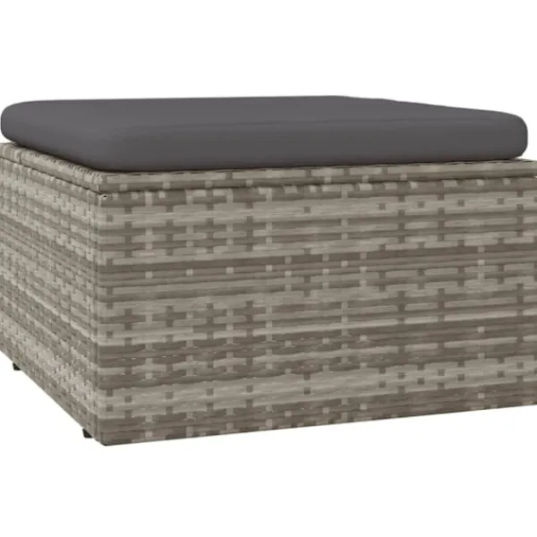 vidaXL Sittpuffar>Fotpall med dyna för trädgården 55x55x30 cm konstrotting