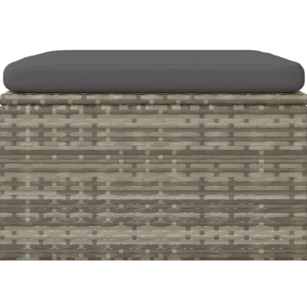 vidaXL Sittpuffar>Fotpall med dyna för trädgården 55x55x30 cm konstrotting