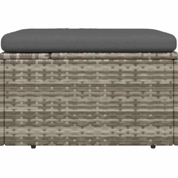 vidaXL Sittpuffar>Fotpall med dyna för trädgården 55x55x30 cm konstrotting
