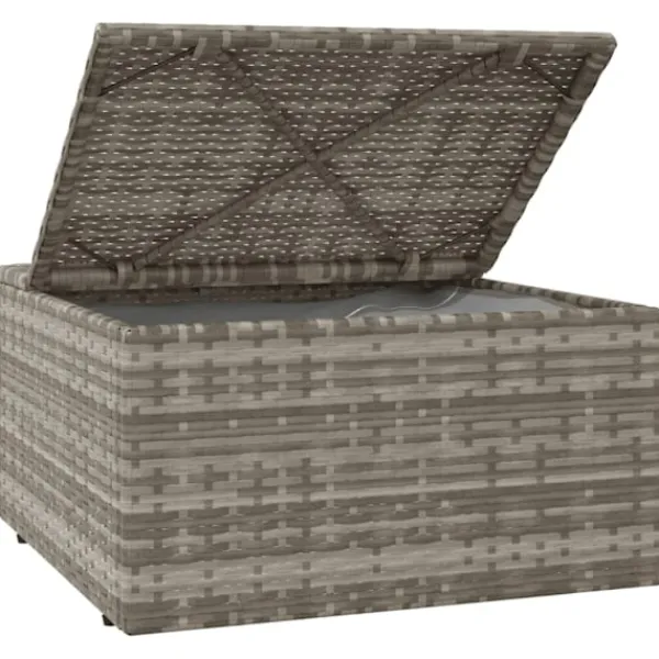 vidaXL Sittpuffar>Fotpall med dyna för trädgården 55x55x30 cm konstrotting