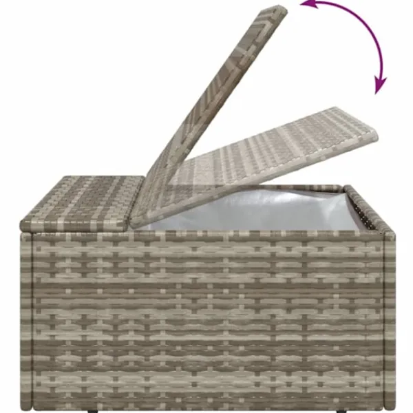 vidaXL Sittpuffar>Fotpall med dyna för trädgården 55x55x30 cm konstrotting