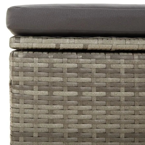 vidaXL Sittpuffar>Fotpall med dyna för trädgården 55x55x30 cm konstrotting