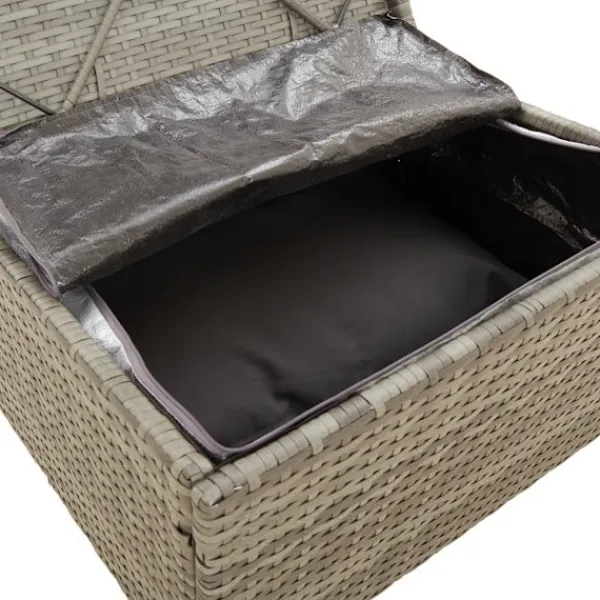 vidaXL Sittpuffar>Fotpall med dyna för trädgården 55x55x30 cm konstrotting