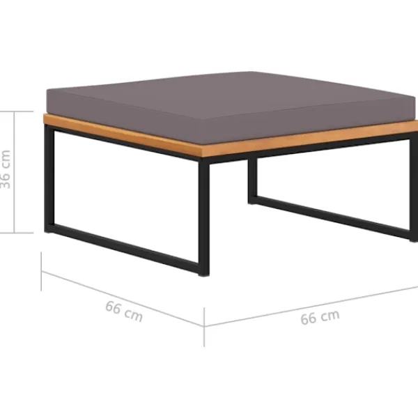 vidaXL Sittpuffar>Fotpall med dyna 66x66x36 cm massivt akaciaträ mörk