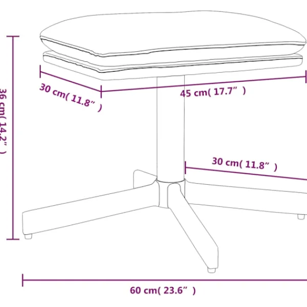 vidaXL Pallar>Fotpall 60x60x36 cm sammet