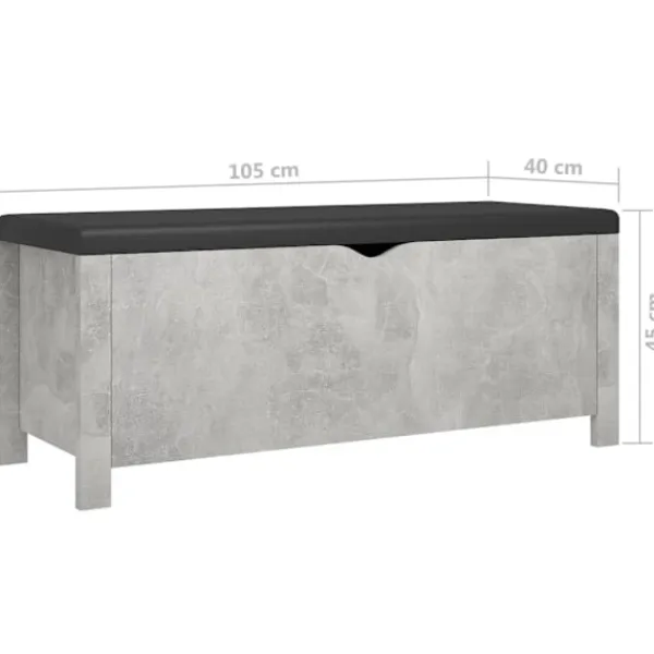 vidaXL Sideboards>Förvaringsbänk med dyna betong 105x40x45 cm konstruerat trä