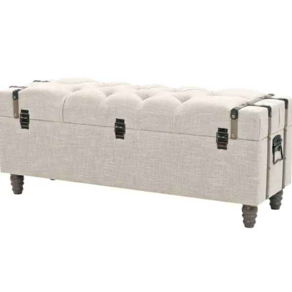 vidaXL Kistor & Koffertar>Förvaringsbänk set 3 delar massivt trä och stål 112x37x45 cm