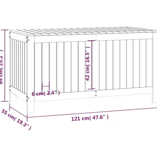 vidaXL Kistor & Koffertar>Förvaringslåda 121x55x64 cm massiv furu