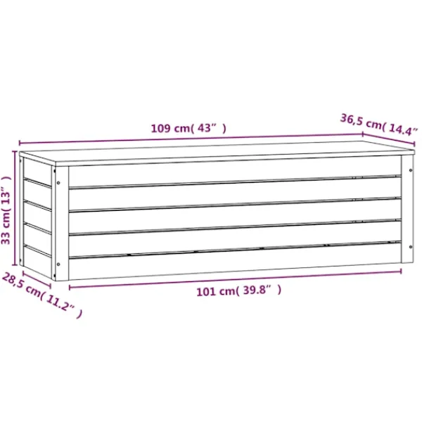 vidaXL Kistor & Koffertar>Förvaringslåda 109x36,5x33 cm massiv furu