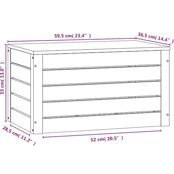 vidaXL Kistor & Koffertar>Förvaringslåda 59,5x36,5x33 cm massiv furu