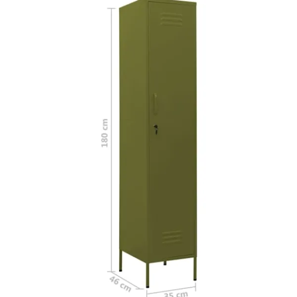 vidaXL Skåp>Förvaringsskåp oliv 35x46x180 cm stål