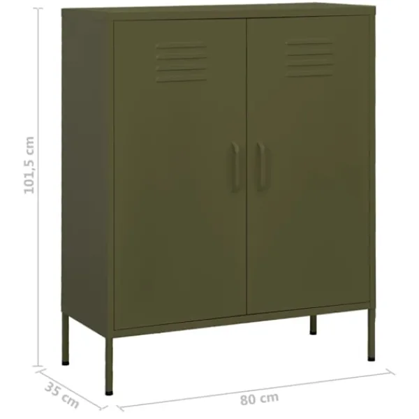 vidaXL Skåp>Förvaringsskåp oliv 80x35x101,5 cm stål