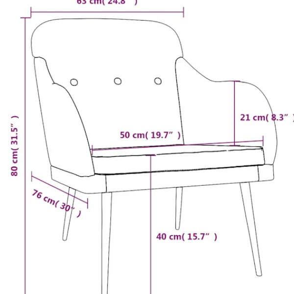 vidaXL Fåtöljer>Fåtölj 63x76x80 cm tyg