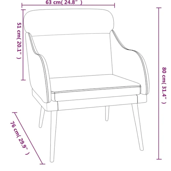 vidaXL Fåtöljer>Fåtölj 63x76x80 cm sammet