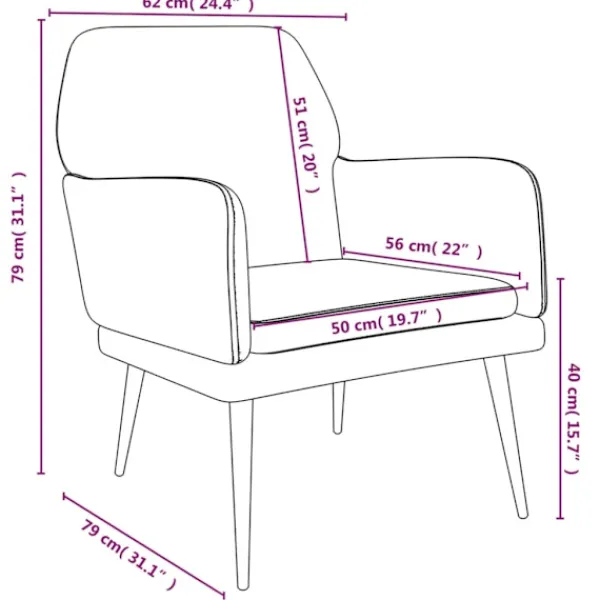 vidaXL Fåtöljer>Fåtölj 62x79x79 cm sammet