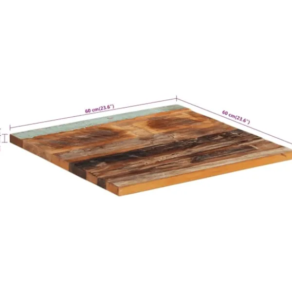 vidaXL Småbord>Fyrkantig bordsskiva 60x60 cm 25-27 mm massivt återvunnet trä