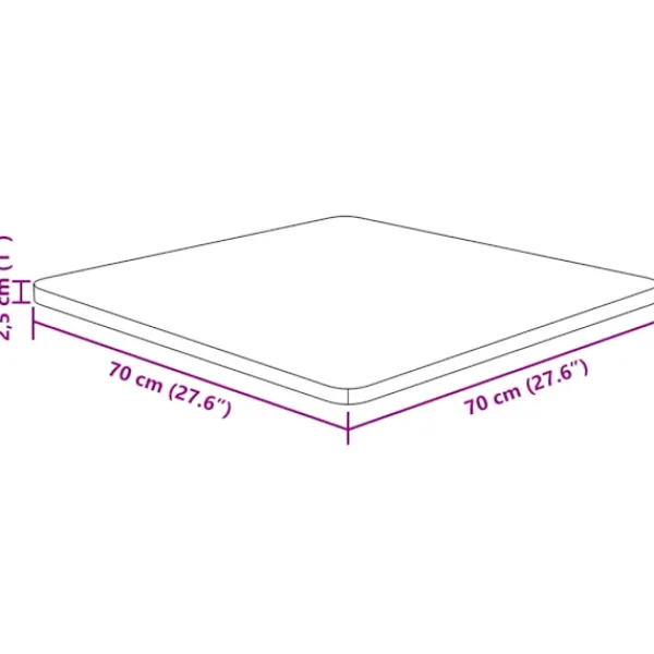 vidaXL Matbord>Fyrkantig bordsskiva ljus 70x70x2,5cm behandlad massiv ek