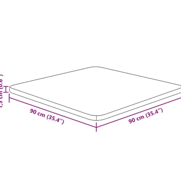 vidaXL Matbord>Fyrkantig bordsskiva 90x90x1,5 cm obehandlat massiv ek