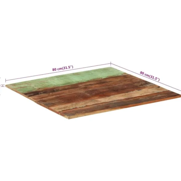 vidaXL Matbord>Fyrkantig bordsskiva 80x80 cm 15-16 mm massivt återvunnet trä