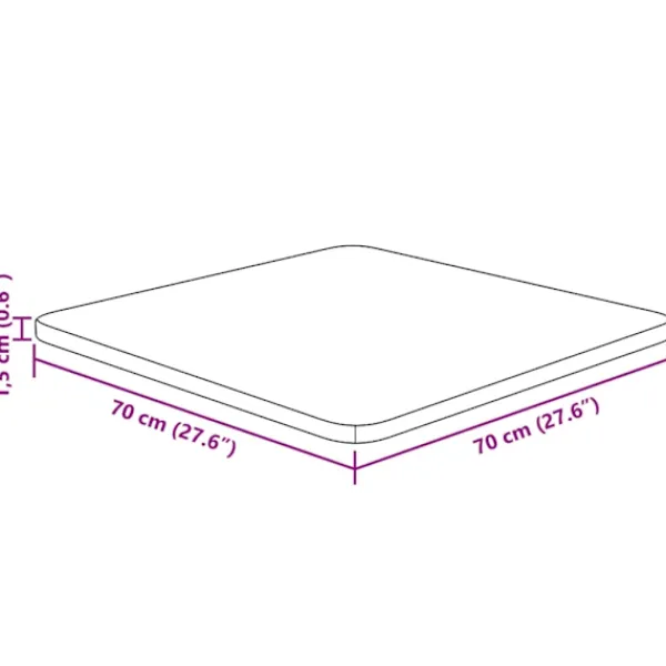 vidaXL Matbord>Fyrkantig bordsskiva 70x70x1,5 cm obehandlat massiv ek