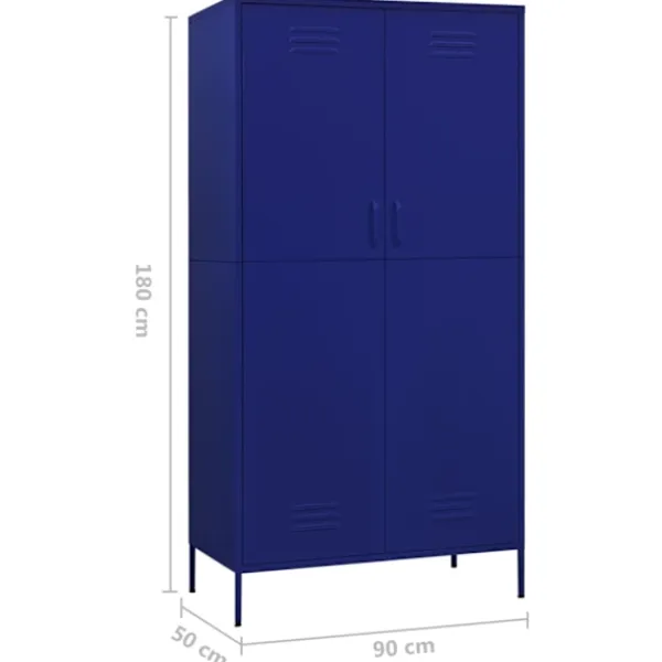 vidaXL Skåp>Garderob 90x50x180 cm marin stål