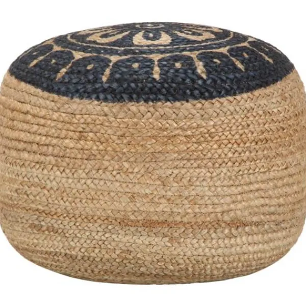 vidaXL Sittpuffar>Handgjord sittpuff blå 45x30 cm jute
