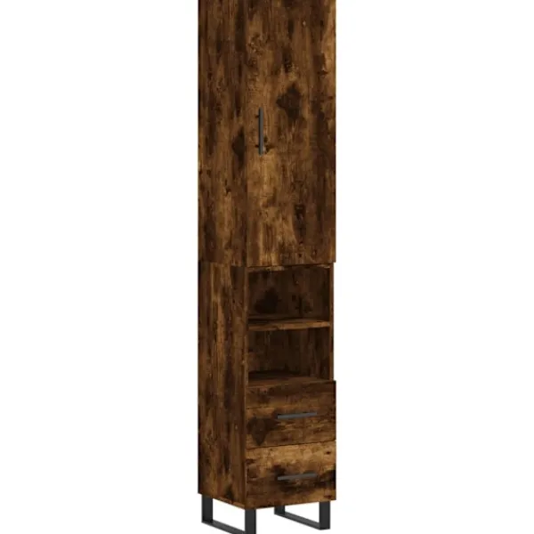 vidaXL Skåp>Högskåp rökfärgad ek 34,5x34x180 cm konstruerat trä
