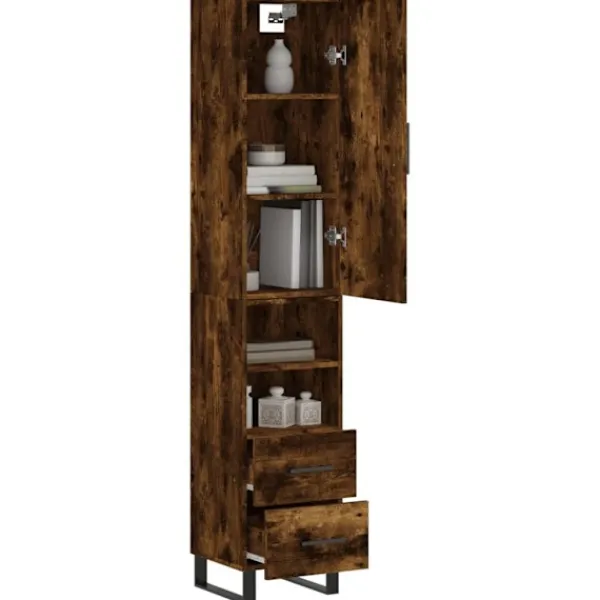 vidaXL Skåp>Högskåp rökfärgad ek 34,5x34x180 cm konstruerat trä