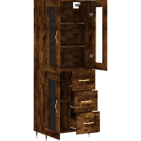 vidaXL Skåp>Högskåp rökfärgad ek 69,5x34x180 cm konstruerat trä