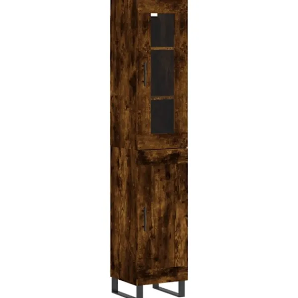 vidaXL Skåp>Högskåp rökfärgad ek 34,5x34x180 cm konstruerat trä